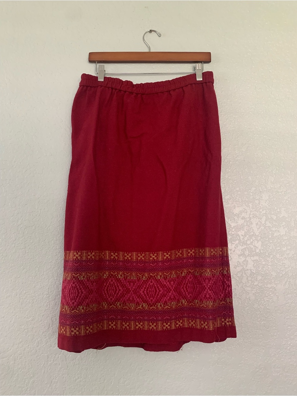Midi Knit Skirt  with Patterned Hem